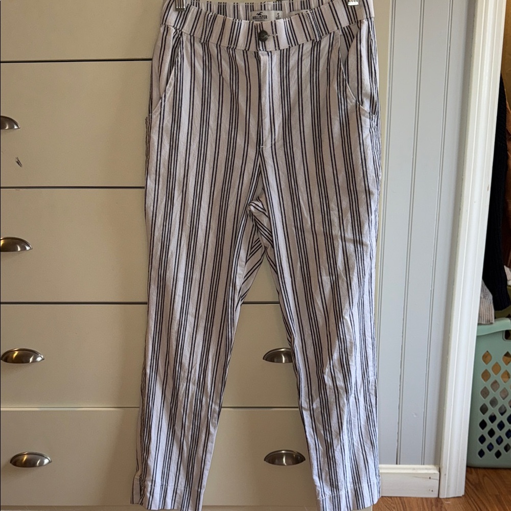 Hollister Black and White Striped Trousers